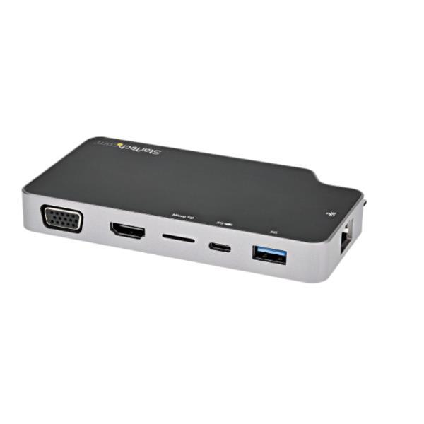 StarTech.com Adattatore Multiporta USB-C - Convertitore USB-C a HDMI 4K o VGA con 100W Power Delivery, 2 porte 10Gbps USB Hub, MicroSD, GbE - Mini dock da viaggio USB 3.1 Gen 2 Type-C (CDP2HVGUASPD) - Docking station - USB-C 3.1 Gen 2 / Thunderbolt 3 - VGA, HDMI - GigE